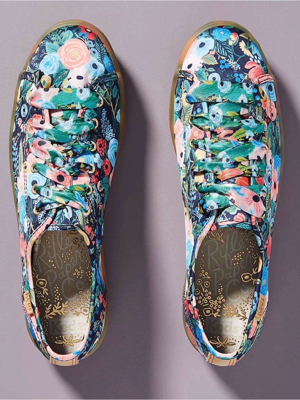 Anthropologie Keds x Rifle Paper Co. Garden Party Platform Sneakers, Size 6.5 - Picture 2 of 12